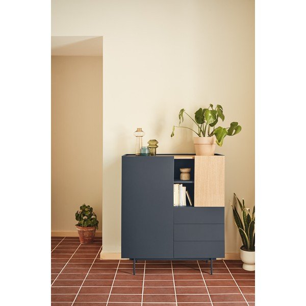 Vysoká komoda v dekoru dubu v antracitovo-přírodní barvě 100x120 cm Otto – Teulat-image-1