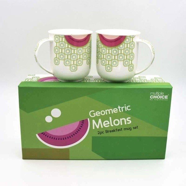 Sada 2 hrnků z kostního porcelánu Silly Design Watermelon, 310 ml