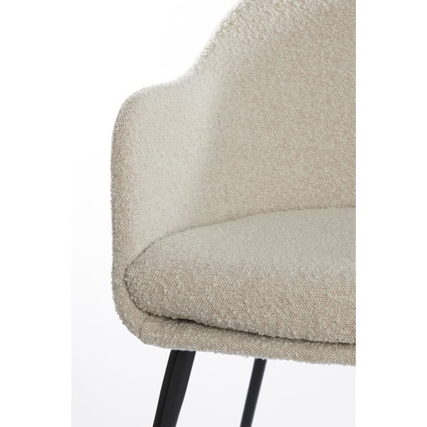 Krémové čalouněné jídelní křeslo s područkami Leone – Light & Living-image-3