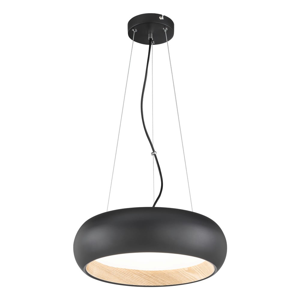 Černé LED stmívatelné závěsné svítidlo s kovovým stínidlem ø 40 cm Wood – Fischer & Honsel