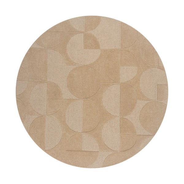Béžový vlněný kulatý koberec ø 160 cm Gigi - Flair Rugs