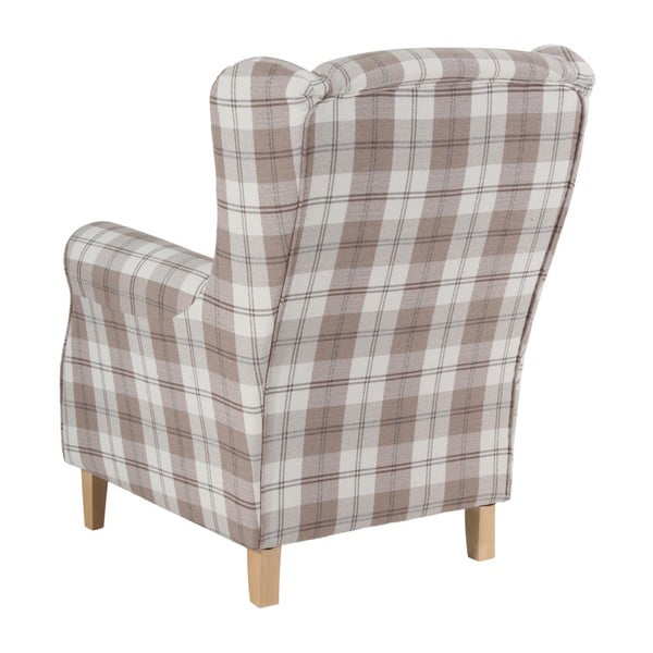 Béžové kárované křeslo ušák Max Winzer Lorris Vintage-image-4