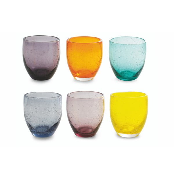 Sada 6 barevných skleniček z foukaného skla Villa d'Este Cascina, 280 ml