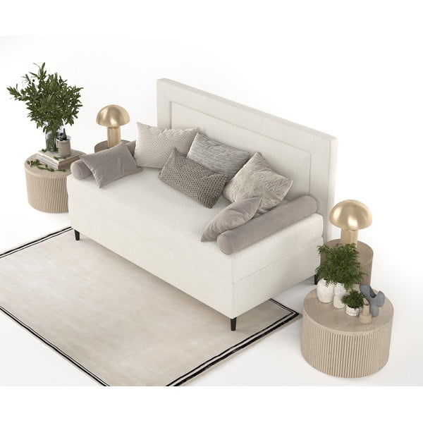 Béžová čalouněná jednolůžková postel 80x200 cm Alba – Maison de Rêve-image-4