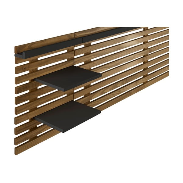 Černé/přírodní čelo postele z borovicového dřeva 240x62 cm Nidra – Marckeric-image-3