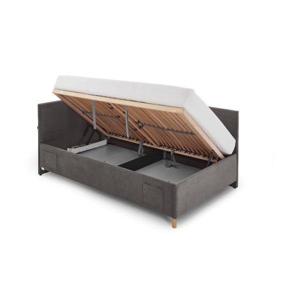 Antracitová čalouněná rohová dětská postel s úložným prostorem s roštem 120x200 cm Cool – Meise Möbel-image-4