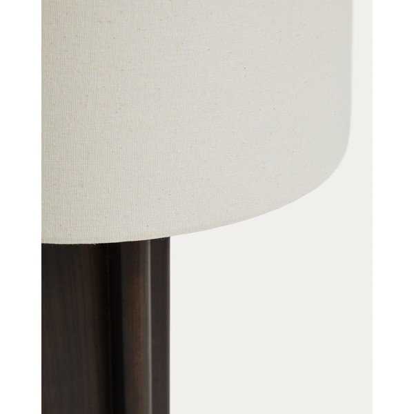 Bílá/tmavě hnědá stolní lampa z kaučukového dřeva s textilním stínidlem (výška 48 cm) Niani – Kave Home-image-2