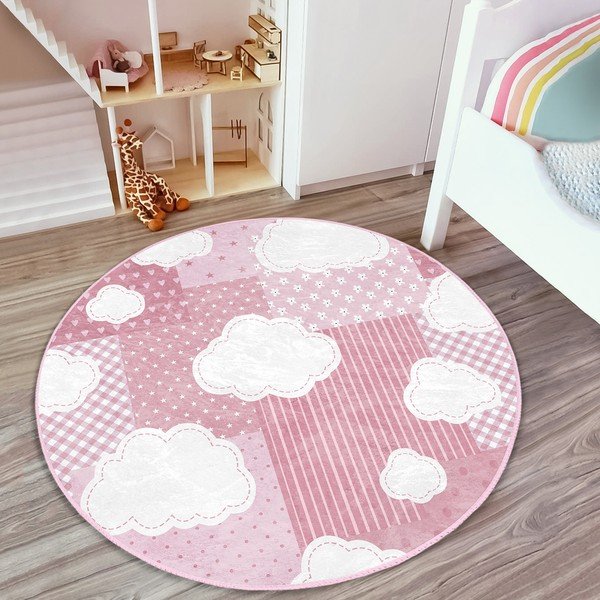 Růžový dětský koberec ø 100 cm Comfort – Mila Home-image-1