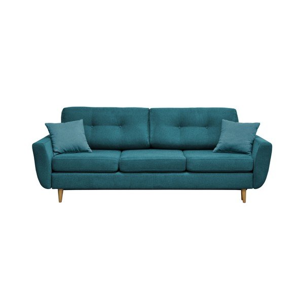 Tyrkysová rozkládací pohovka se světlými nohami Mazzini Sofas Rose-image-3