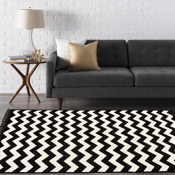 Černo-bílý oboustranný koberec Zig Zag, 140 x 215 cm-image-3