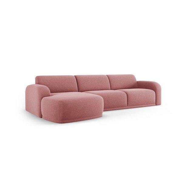 Světle růžová sametová rohová pohovka Erin – Micadoni Home-image-3