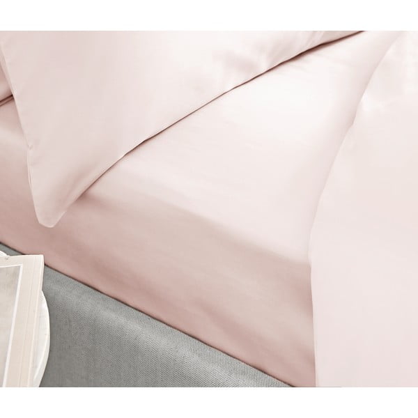 Růžové prostěradlo z bavlněného saténu Bianca Classic, 135 x 190 cm-image-1