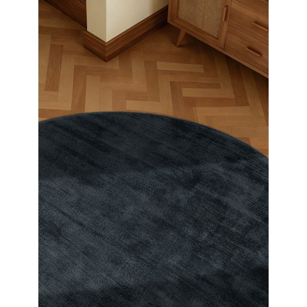 Černý ručně tkaný kulatý koberec z viskózy ø 120 cm Noemi – Vikosa-image-3