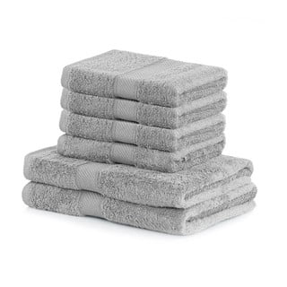 Set 2 šedých osušek a 4 ručníků AmeliaHome Bamby Silver