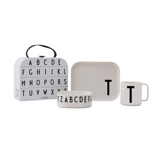 3dílný dětský jídelní set s kufříkem Design Letters Classics T