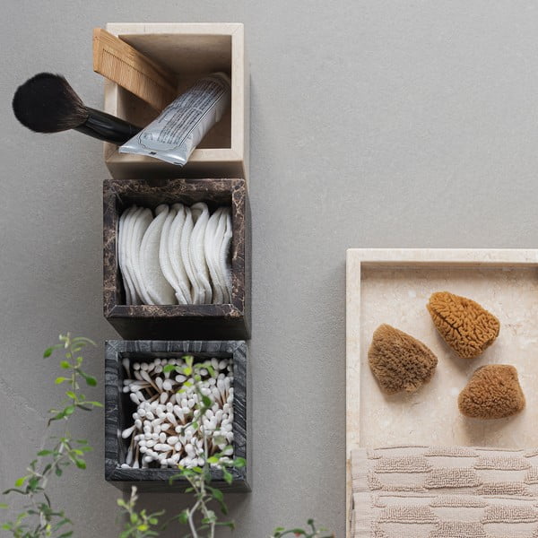 Tmavě hnědý mramorový koupelnový organizér na vatové tampony Marble – Mette Ditmer Denmark-image-3