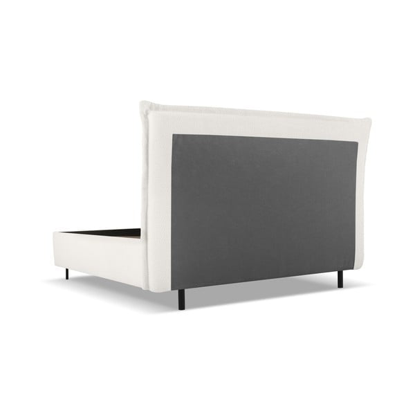 Bílá čalouněná dvoulůžková postel s úložným prostorem a roštem 160x200 cm Armie – Milo Casa-image-3