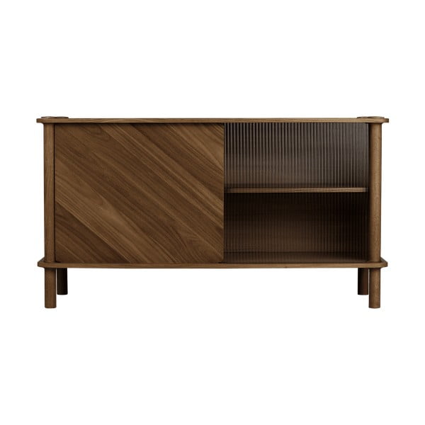 Hnědá vitrína z dubového dřeva s posuvnými dveřmi 135x73,5x48 cm Italic – UMAGE-image-1