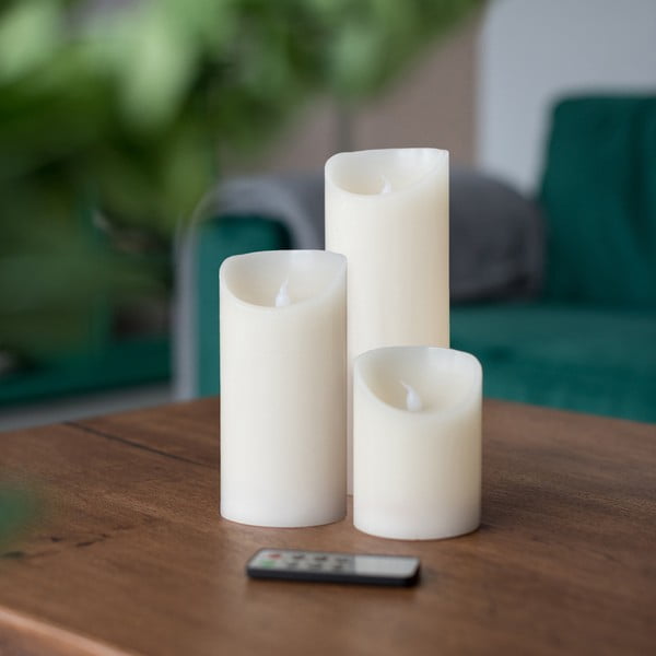 Sada 3 LED svíček s dálkovým ovládáním DecoKing Wax, výška 10; 15 a 20 cm-image-1