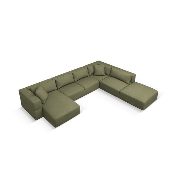 Světle zelená rohová pohovka do "U", pravý roh Esther – Milo Casa-image-2