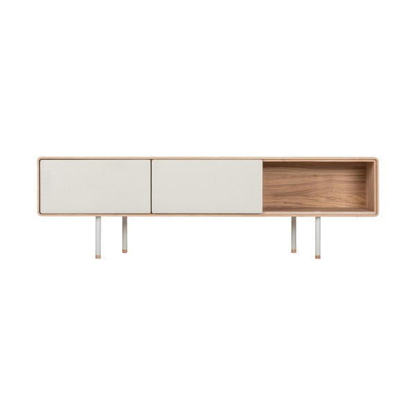 TV stolek z dubového dřeva v bílo-přírodní barvě 160x48 cm Fina – Gazzda