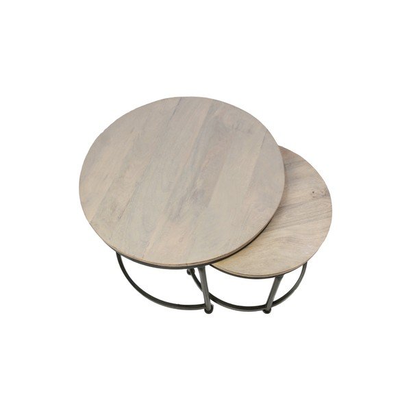 Sada 2 odkládacích stolků s deskou z mangového dřeva HMS collection Taylor, výška 56 cm-image-1