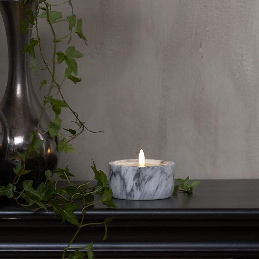 Šedo-bílá betonová LED svíčka Star Trading Flamme Marble, výška 7,5 cm