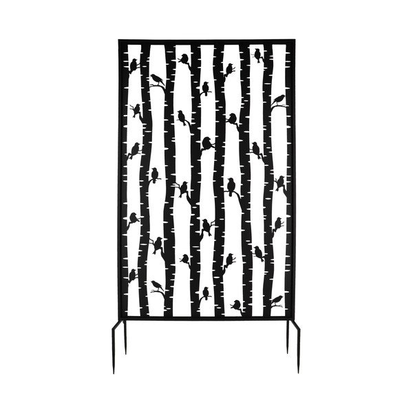 Černá kovová balkonová zástěna 100x186 cm Birds – Esschert Design-image-3