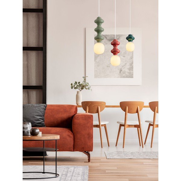 Bílé/světle zelené keramické závěsné svítidlo se skleněným stínidlem ø 18 cm Clio – Nova Luce-image-2