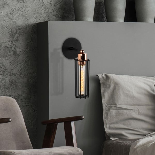 Černé nástěnné svítidlo ø 8 cm Likya – Opviq lights-image-2