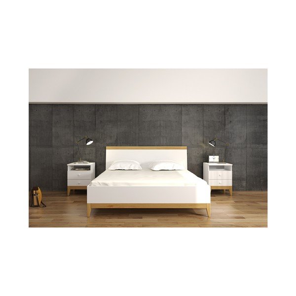 Dvoulůžková postel z masivního borovicového dřeva SKANDICA Livia BC, 140 x 200 cm-image-1