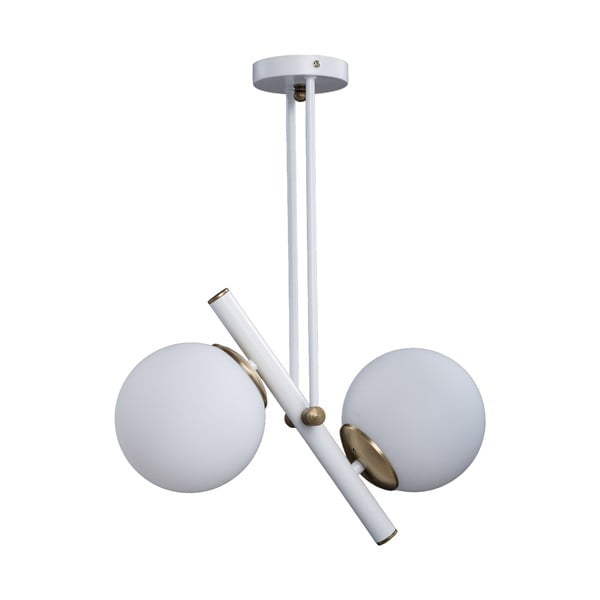 Závěsné svítidlo se skleněným stínidlem ve zlato-bílé barvě ø 15 cm Libra – Squid Lighting