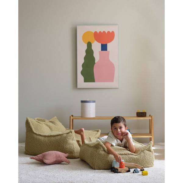 Zelený dětský sedací vak z textilie bouclé Square – Wigiwama-image-1