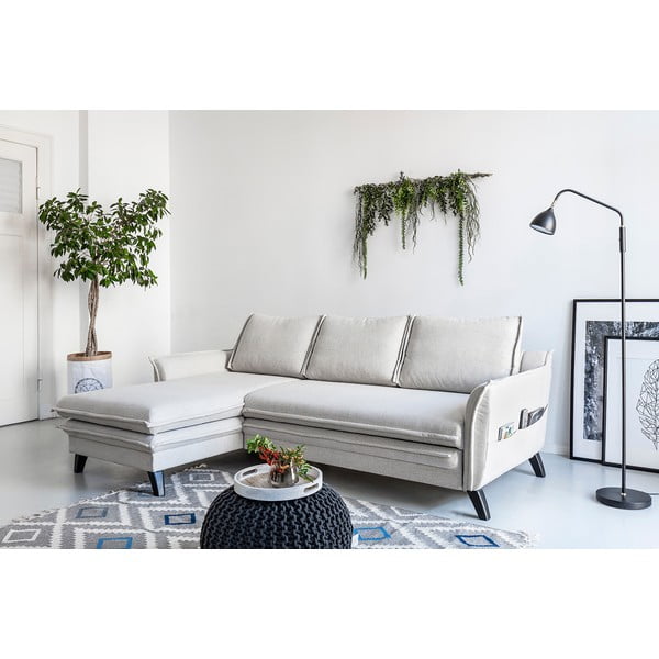 Světle béžová rozkládací rohová pohovka Miuform Charming Charlie, levý roh-image-4