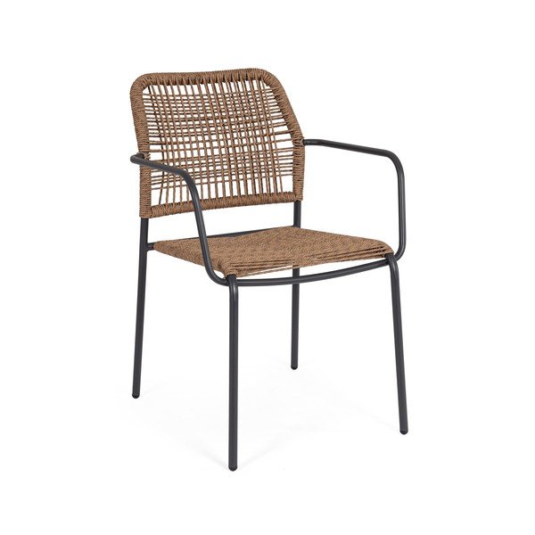 Tmavě šedá/v přírodní barvě kovová zahradní židle Jable – Bizzotto