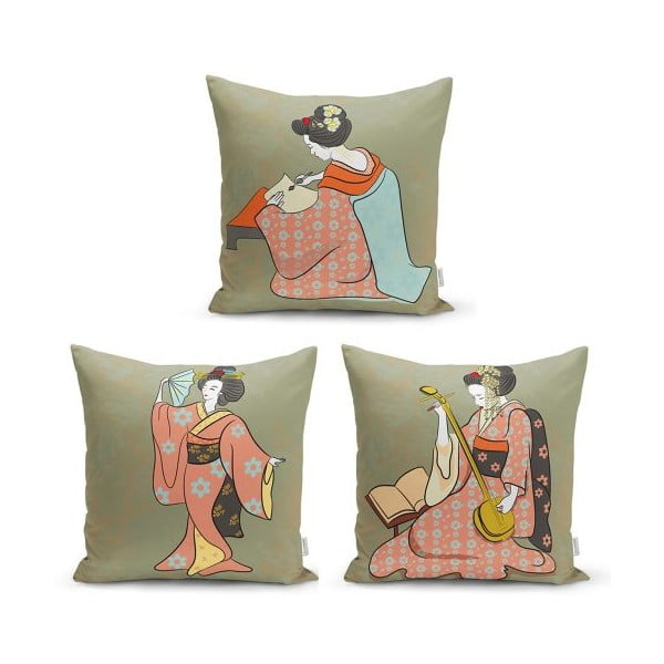 Sada 3 dekorativních povlaků na polštáře Minimalist Cushion Covers Ethnic Eastern, 45 x 45 cm
