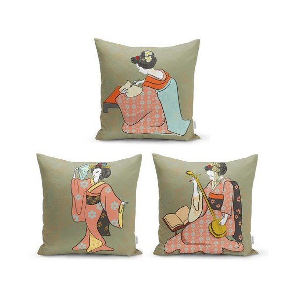 Sada 3 dekorativních povlaků na polštáře Minimalist Cushion Covers Ethnic Eastern, 45 x 45 cm