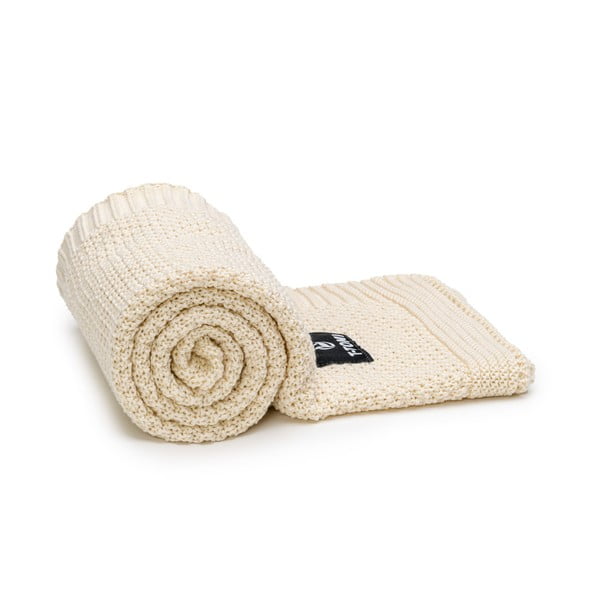 Béžová bavlněná pletená dětská deka 80x100 cm Spring – T-TOMI