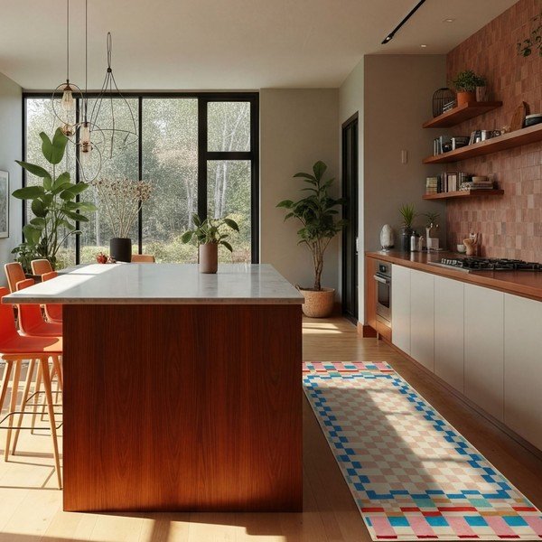 Běhoun s příměsí vlny 80x300 cm Checkered Border – Flair Rugs-image-1