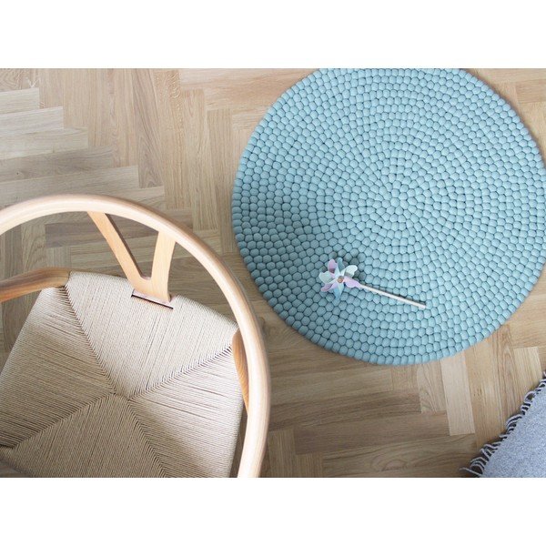 Pastelově modrý kuličkový vlněný koberec Wooldot Ball Rugs, ⌀ 120 cm-image-2