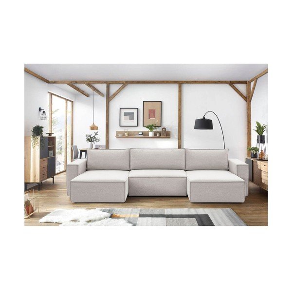 Béžová rohová pohovka do "U" Nihad – Bobochic Paris-image-1