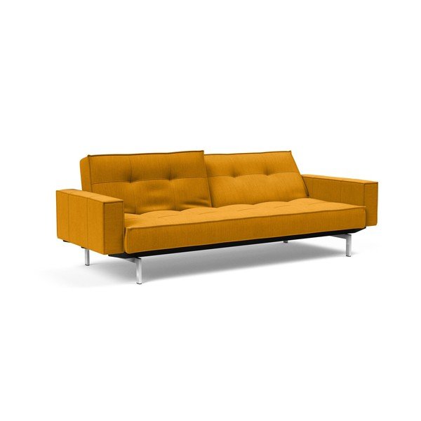 Oranžová rozkládací pohovka s područkami Innovation Splitback Chrome-image-3