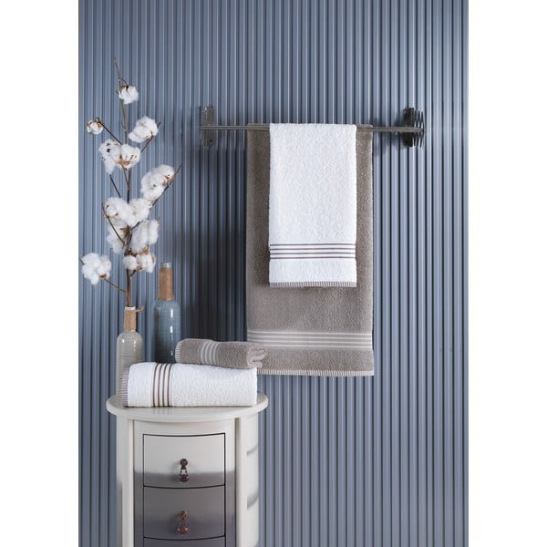Krémové/taupe bavlněné ručníky a osušky v sadě 4 ks – Mila Home-image-2