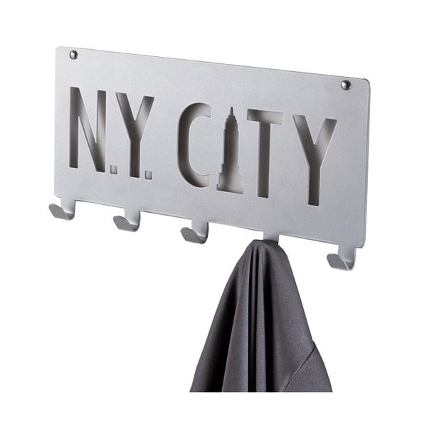 Šedý nástěnný věšák s 5 háčky Compactor NY City