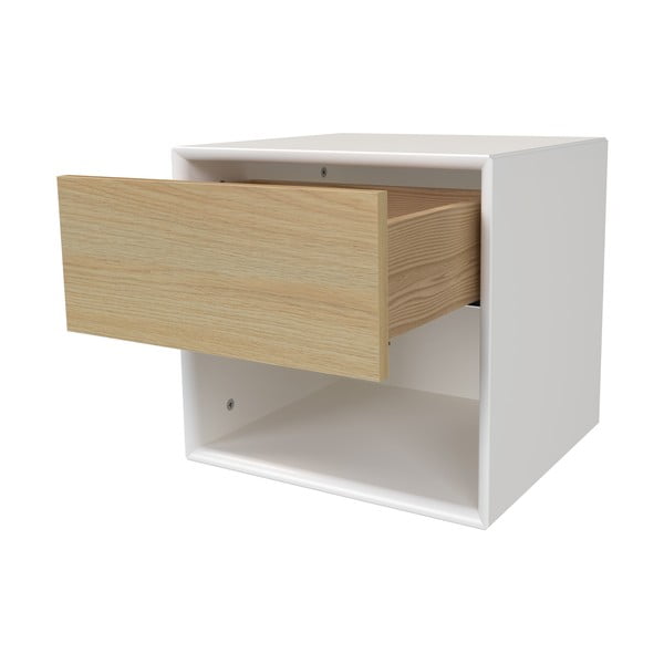 Noční stolek v dekoru dubu v bílé a přírodní barvě Alba – Tenzo-image-2