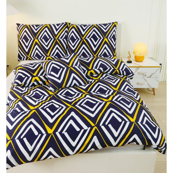 Tmavě modré 6dílné povlečení na jednolůžko z mikrosaténu 140x200 cm Dylan – My House-image-3