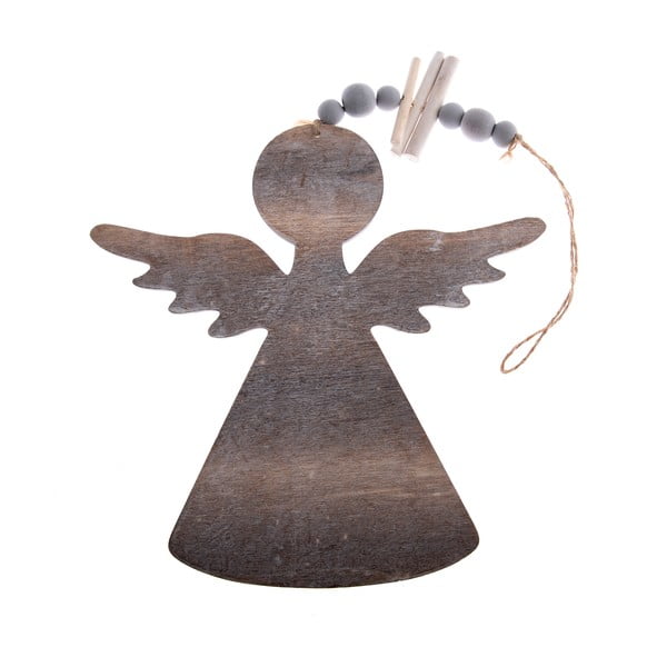 Dřevěná závěsná ozdoba ve tvaru anděla Dakls, délka 20,5 cm