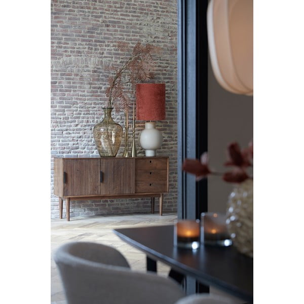 Tmavě hnědá nízká komoda z masivního dřeva 150x80 cm Bitika – Light & Living-image-1