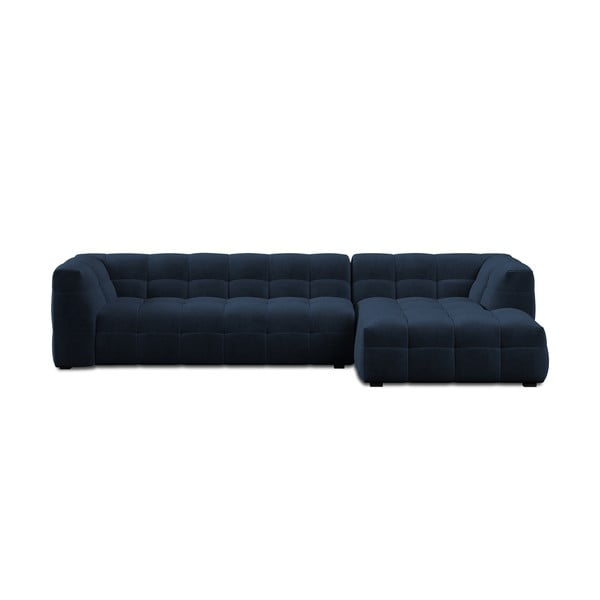 Modrá sametová rohová pohovka Windsor & Co Sofas Vesta, pravý roh