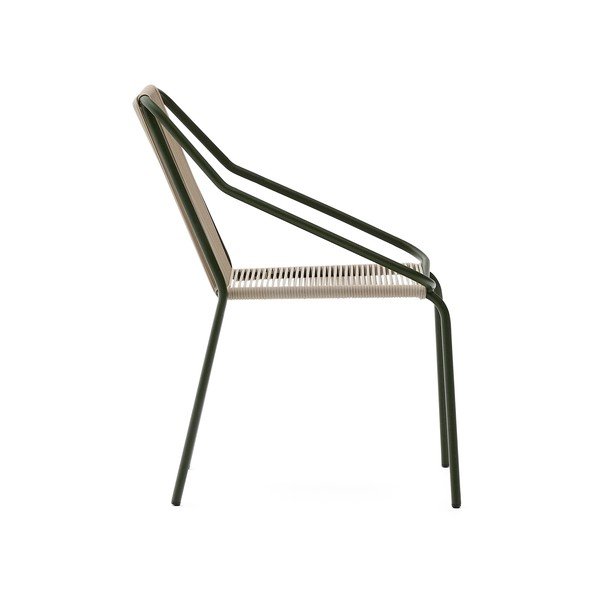 Tmavě zelená/béžová kovová zahradní židle Zivia – Kave Home-image-3